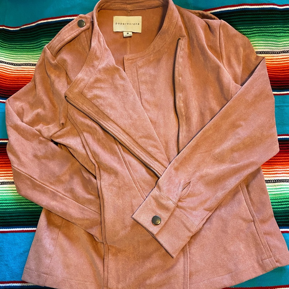 Pink asymmetrical zip up jacket